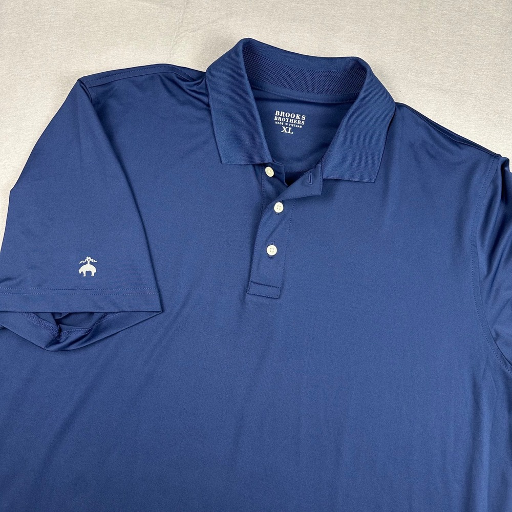Brooks Brothers Performance Polo Shirt Mens XL Navy Blue NEW Basic Sleeve Logo